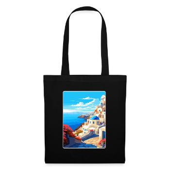 Santorin Grèce Grec Voyage Poster Souvenir WPA - Sac en tissu - noir - Devant