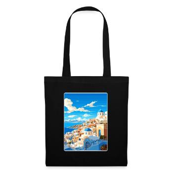 Santorin Grèce Grec Voyage Poster Souvenir WPA - Sac en tissu - noir - Devant