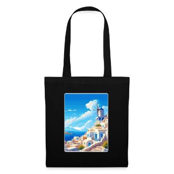 Santorini Griechenland Griechisch Reiseposter Souvenir WPA - Stoffbeutel - Schwarz - Vorne
