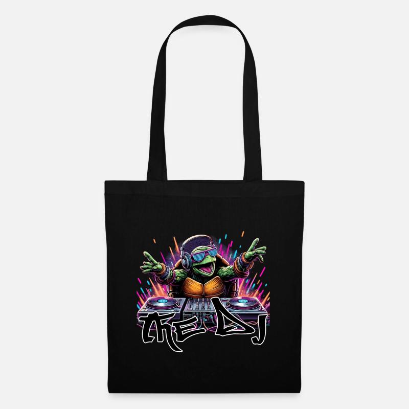 Schildkröte The DJ Musik Geschenk - Stoffbeutel - Schwarz