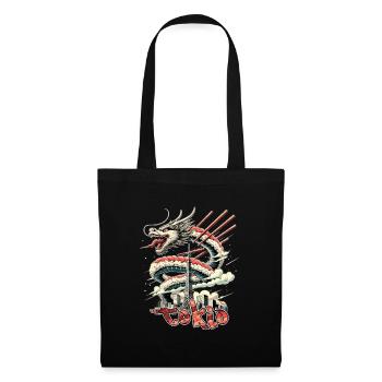 Sushi Drache Tokio Geschenk - Stoffbeutel - Schwarz - Vorne