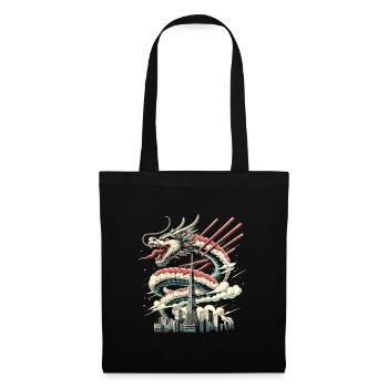 Sushi Drache Tokio Geschenk - Stoffbeutel - Schwarz - Vorne
