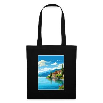 Gardasee Italien Reise Poster Souvenir Farbe WPA - Stoffbeutel - Schwarz - Vorne