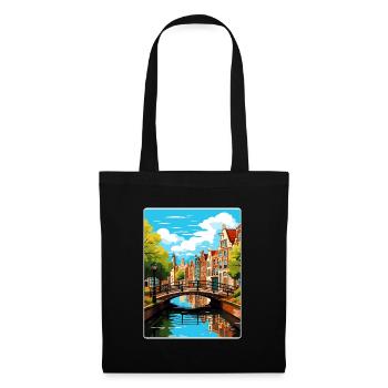 Amsterdam Niederlande Reiseposter Souvenir WPA - Stoffbeutel - Schwarz - Vorne