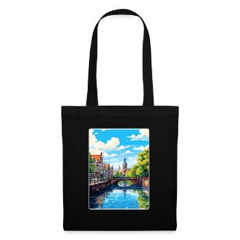 Amsterdam Niederlande Reiseposter Souvenir WPA - Stoffbeutel - Schwarz - Vorne