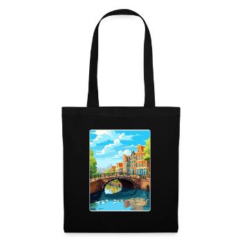 Amsterdam Niederlande Reiseposter Souvenir WPA - Stoffbeutel - Schwarz - Vorne