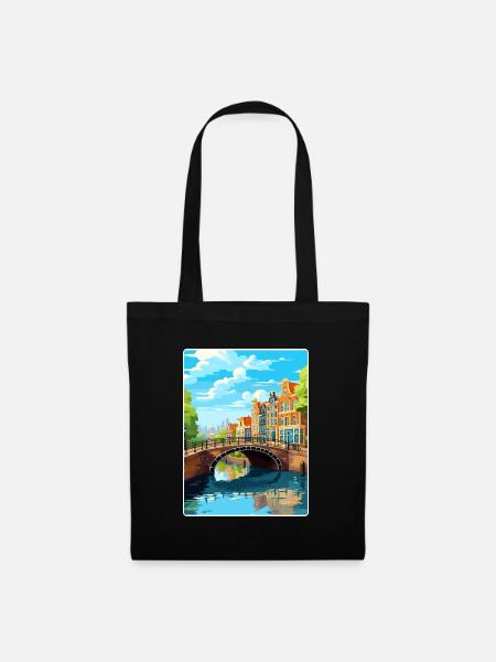 Amsterdam Niederlande Reiseposter Souvenir WPA - Stoffbeutel - Schwarz