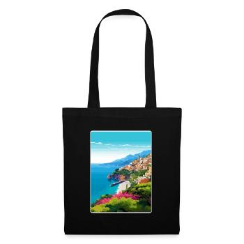 Amalfi Italy Travel Poster Souvenir Postcard Paint - Tote Bag - black - Front
