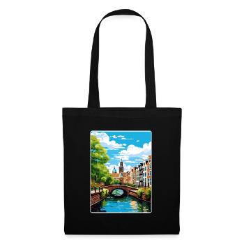 Amsterdam Niederlande Reiseposter Souvenir WPA - Stoffbeutel - Schwarz - Vorne