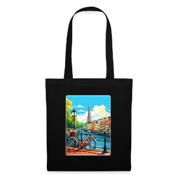 Amsterdam Niederlande Reiseposter Souvenir WPA - Stoffbeutel - Schwarz - Vorne