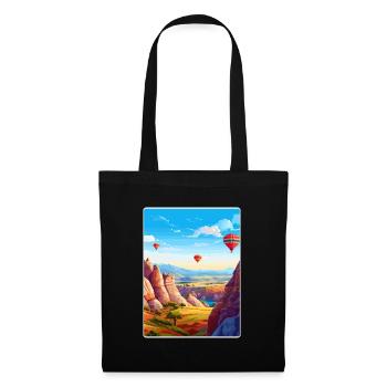 Kappadokien Türkei Reise Poster Souvenir Farbe WPA - Stoffbeutel - Schwarz - Vorne