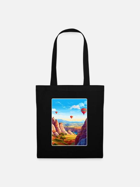 Kappadokien Türkei Reise Poster Souvenir Farbe WPA - Stoffbeutel - Schwarz
