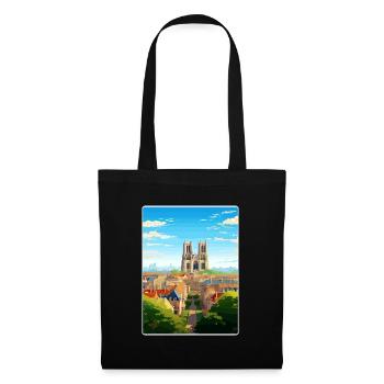 Reims France Travel Poster Souvenir Postcard Paint - Tote Bag - black - Front