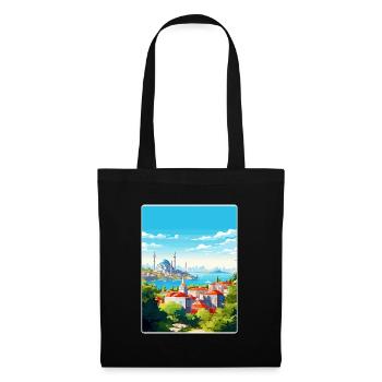 Istanbul Türkei Reise Poster Souvenir Farbe WPA - Stoffbeutel - Schwarz - Vorne