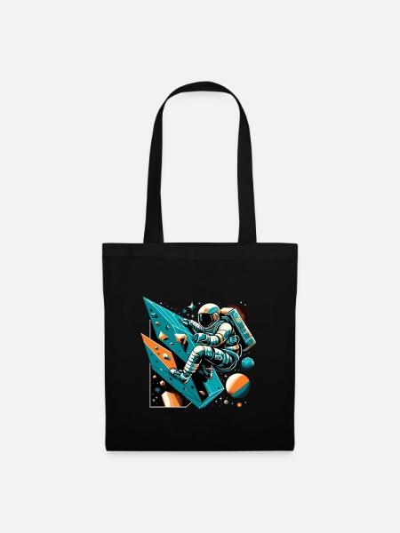 Bouldern Astronaut Geschenk - Stoffbeutel - Schwarz