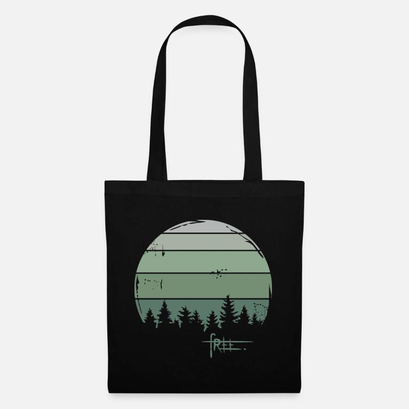 Wald retro Freiheit Baum Natur Graffiti Symbol - Stoffbeutel - Schwarz