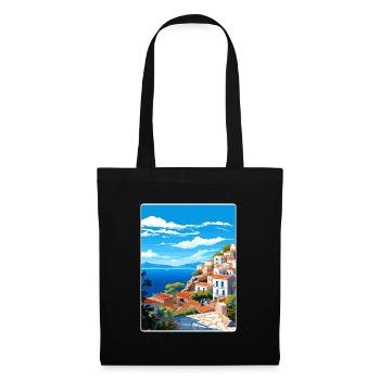 Hydra Greece Travel Poster Souvenir Postcard Paint - Tote Bag - black - Front