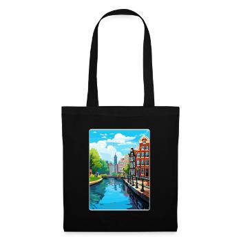 Amsterdam Niederlande Reiseposter Souvenir WPA - Stoffbeutel - Schwarz - Vorne