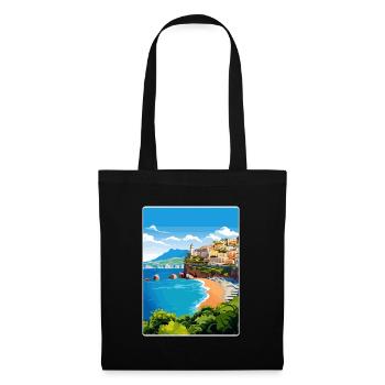 Amalfi Italie Affiche de voyage Peinture de carte postale souvenir - Sac en tissu - noir - Devant