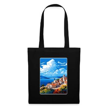 Hydra Greece Travel Poster Souvenir Postcard Paint - Tote Bag - black - Front