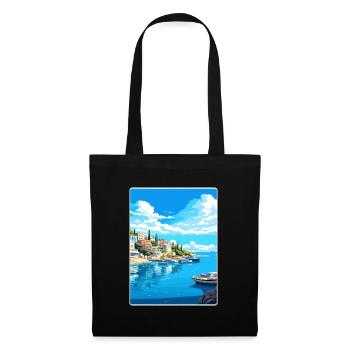 Insel Agistri Griechenland Reiseposter Souvenir WPA - Stoffbeutel - Schwarz - Vorne