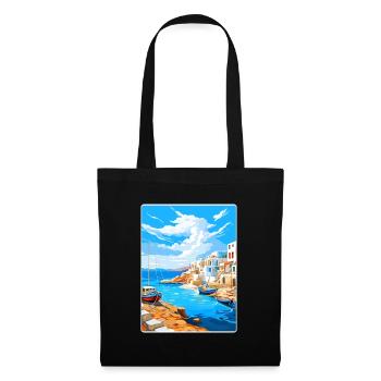 Folegandros Grèce Affiche de voyage Peinture Souvenir WP - Sac en tissu - noir - Devant
