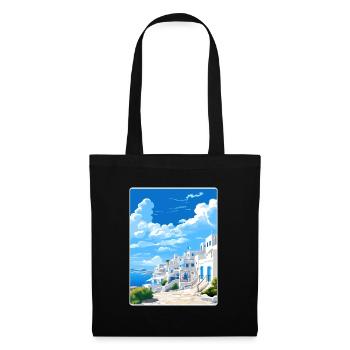 Mykonos Greece Travel Poster Souvenir Painting WPA - Tote Bag - black - Front