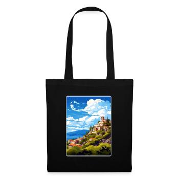 Mystras Griechenland Reise Poster Souvenir Malerei WPA - Stoffbeutel - Schwarz - Vorne