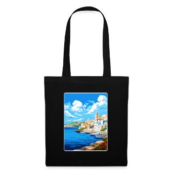 Agios Nikolaos Griechenland Reiseposter Souvenir WPA - Stoffbeutel - Schwarz - Vorne