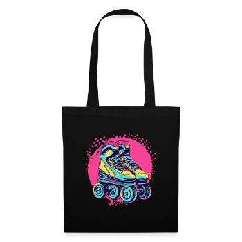 Neon Rollschuhe 90s 80s Retro Vintage - Stoffbeutel - Schwarz - Vorne