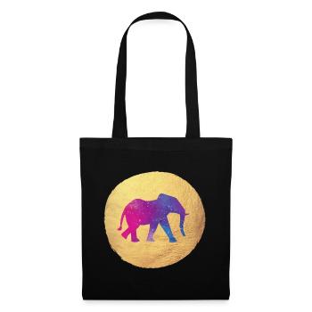 Yoga Yogi Holi Indien Gold Kreis Elefant meditate - Stoffbeutel - Schwarz - Vorne