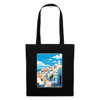 Patmos Griechenland Griechisch Vintage Reise Poster Souvenir - Stoffbeutel - Schwarz - Vorne