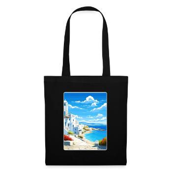 Paros Greece Travel Poster Souvenir Postcard Paint - Tote Bag - black - Front