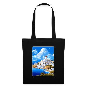 Patmos Grèce Grec Vintage Voyage Poster Souvenir - Sac en tissu - noir - Devant