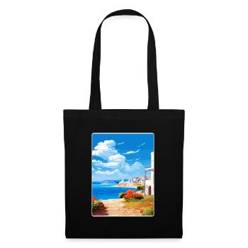 Paros Greece Travel Poster Souvenir Postcard Paint - Tote Bag - black - Front
