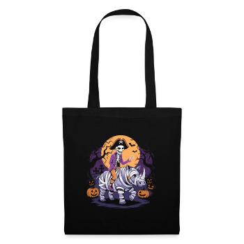 Skeleton riding a rhinoceros on Halloween - Tote Bag - black - Front