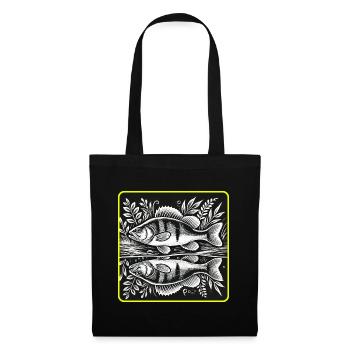 Barsch Angler Silhouette Design - Stoffbeutel - Schwarz - Vorne