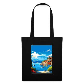 Parga Griechenland Reise Poster Souvenir Postkarte Farbe - Stoffbeutel - Schwarz - Vorne