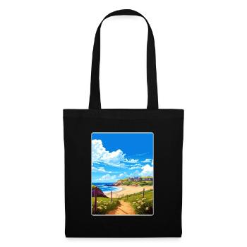 Holywell Bay Cornwall England Travel Poster Card - Tote Bag - black - Front