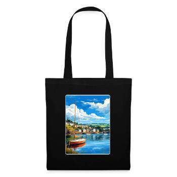 Fowey River Angleterre Affiche de voyage vintage souvenir - Sac en tissu - noir - Devant