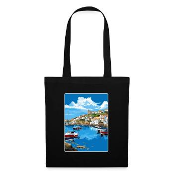 Mevagissey Angleterre Affiche de voyage Peinture Souvenir WP - Sac en tissu - noir - Devant