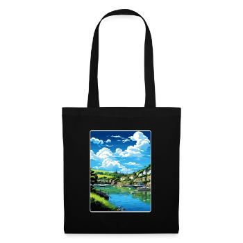 Fowey River Angleterre Affiche de voyage vintage souvenir - Sac en tissu - noir - Devant