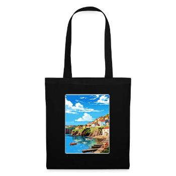 Charlestown Cornwall England Travel Poster Card - Tote Bag - black - Front