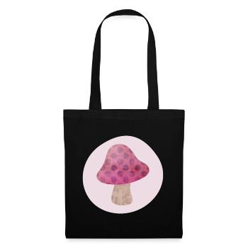 Pilz Kreis Herbst rosa Mädchen Märchen Punkte Wald - Stoffbeutel - Schwarz - Vorne