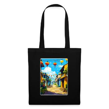 Hoi An Vietnam Travel Poster Souvenir Painting WPA - Tote Bag - black - Front