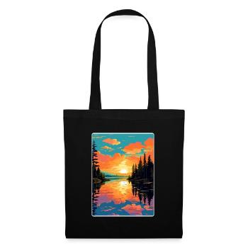 Lake Hubert Travel Poster Souvenir Postcard Paint - Tote Bag - black - Front