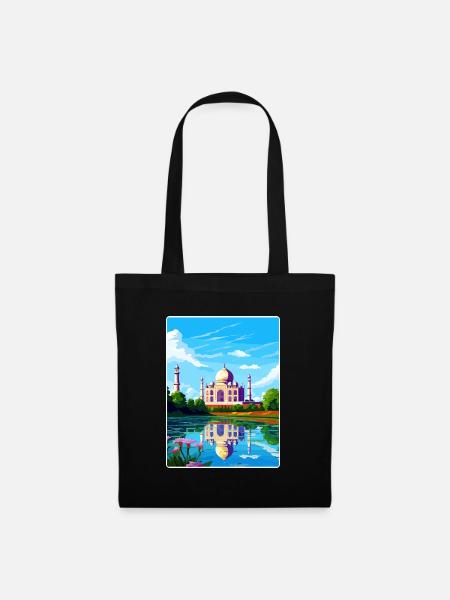 Taj Mahal Agro India Travel Poster Souvenir WPA - Tote Bag - black