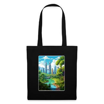 Kuala Lumpur Malaysia Reiseposter Souvenir WPA - Stoffbeutel - Schwarz - Vorne
