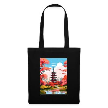 Japon Tokyo Voyage Affiche Souvenir Carte Postale Peinture - Sac en tissu - noir - Devant