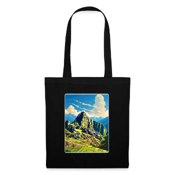 Machu Picchu Pérou Affiche de voyage Peinture Souvenir WPA - Sac en tissu - noir - Devant